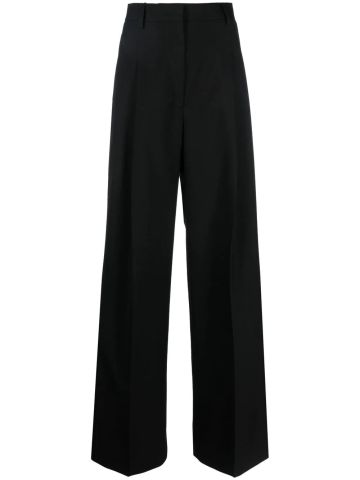 Wide black tailored trousers with pleats