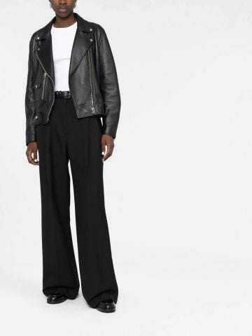 Wide black tailored trousers with pleats