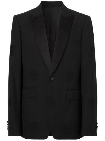 Black Oak Leaf Crest jacquard jacket