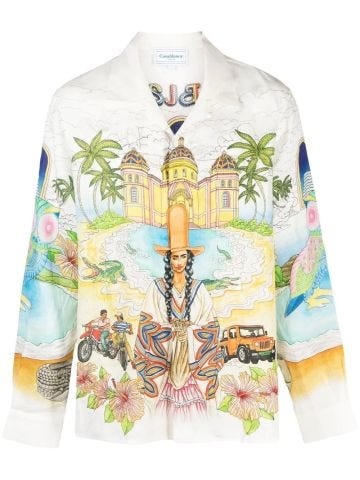 Spirit lake shirt long sleeves with multicolor print