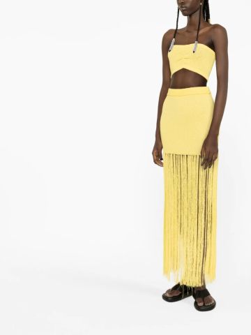 Yellow long skirt with fringes