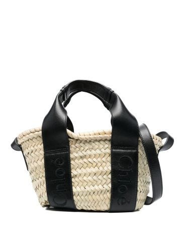 Small beige Sense basket bag with black handles