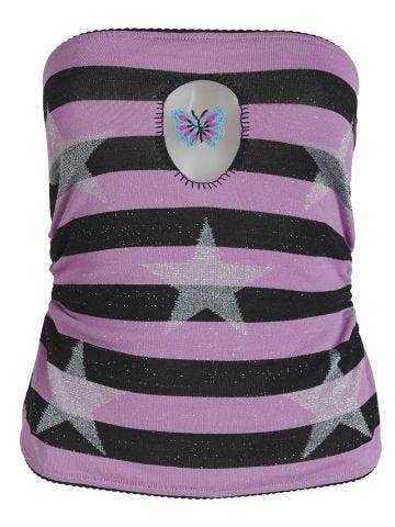 Multicoloured striped top with star print