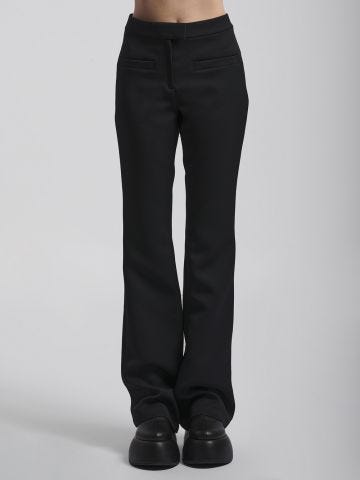 Black high-waisted flared trousers