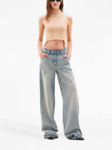 Shaded low waist and wide leg jeans
