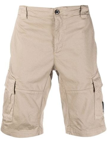 Cargo beige shorts with lens motif