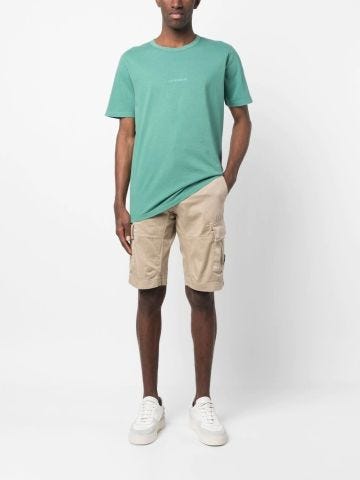Cargo beige shorts with lens motif