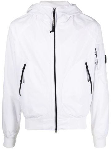White sports jacket with zip and logo