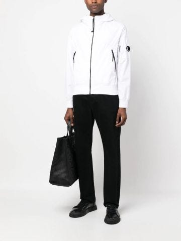 White sports jacket with zip and logo