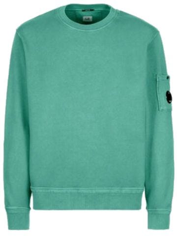 Pastel green crewneck sweatshirt with lens deta