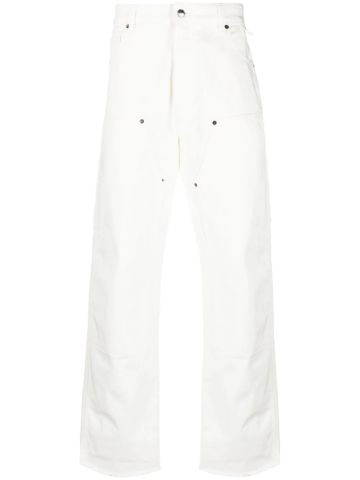 Straight white jeans with inserts