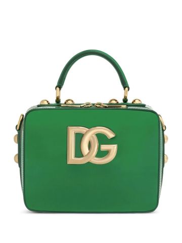 Green logo-plaque studded tote bag