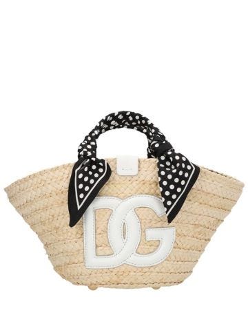 Kendra small straw bag with DG logo