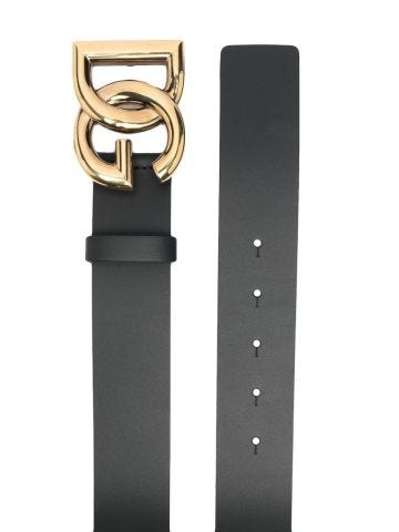 Black belt with logo buckle
