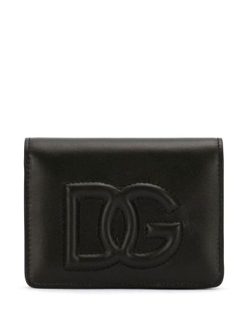 Portafoglio nero con logo DG trapuntato