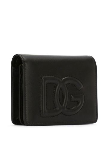 Portafoglio nero con logo DG trapuntato