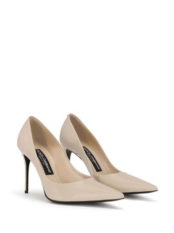 Kim beige patent leather pointed decollete