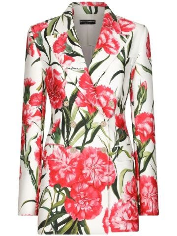 Double-breasted blazer with flower print