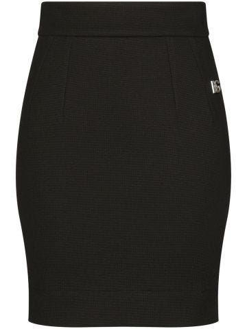 Black logo-plaque high-waisted miniskirt