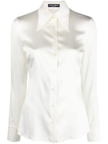 White silk long-sleeved shirt