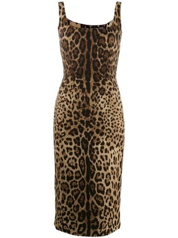 Sleeveless dress with spotted print