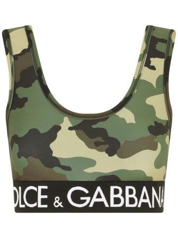 Sporty crop top with camouflage print
