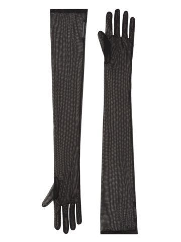 Black stretch tulle long gloves KIM