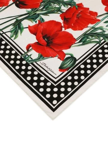 Silk scarf with Poppy print