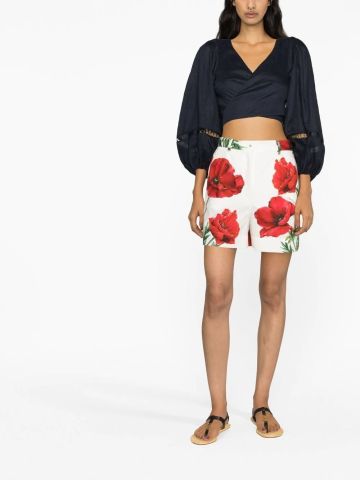 Floral print tailored shorts