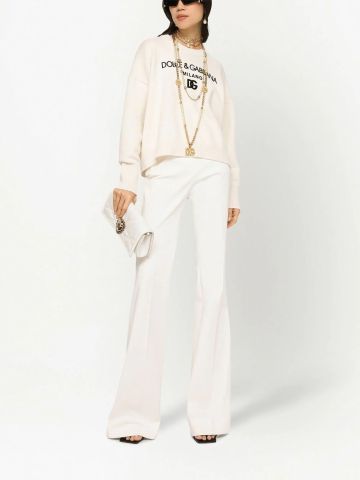 White tailored flared pants