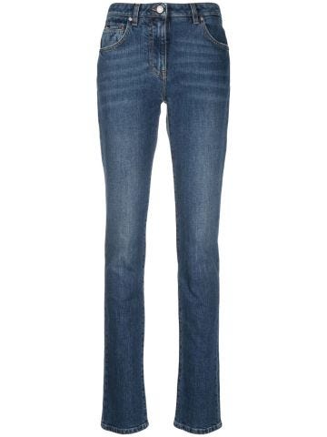 Blue skinny jeans with a lightened effect
