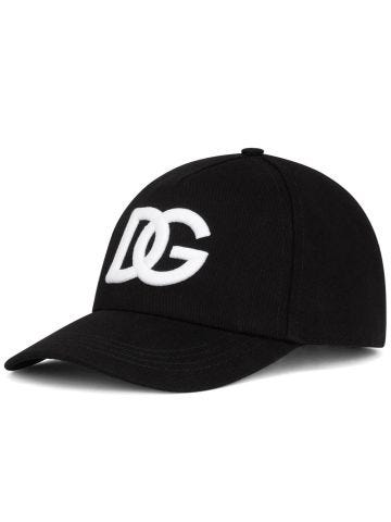 Cappello nero da baseball con ricamo logo DG