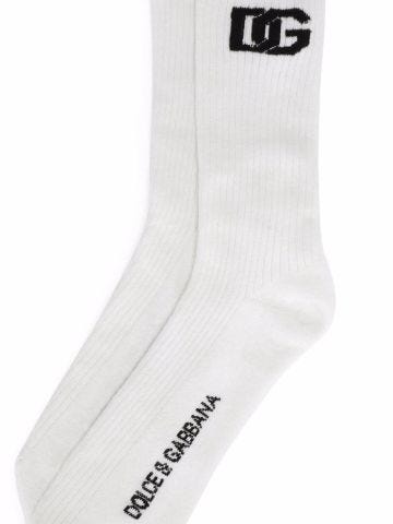 White print socks