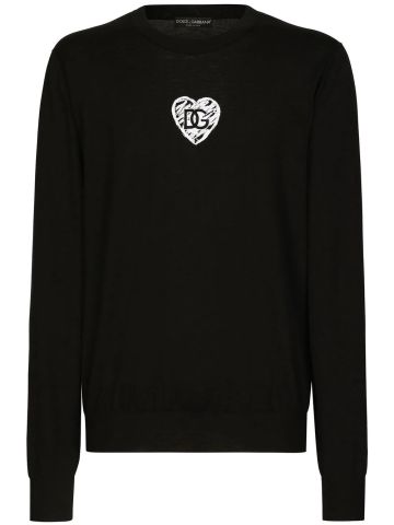 Black jumper with heart logo print