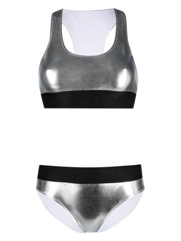 Silver bikini with metallic effect