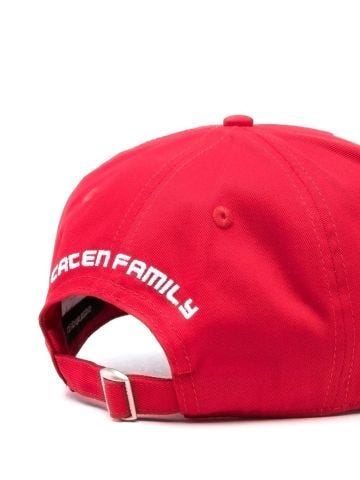Red  baseball cap with patch