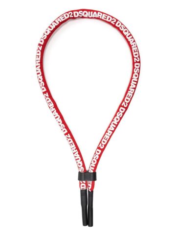Red lace necklace with logo print