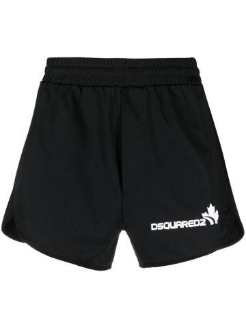 Black sports shorts with print
