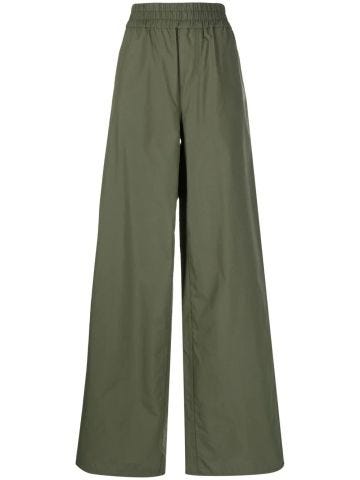 Green wide-leg trousers with appliqué