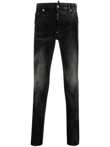 Jeans skinny nero con effetto vissuto
