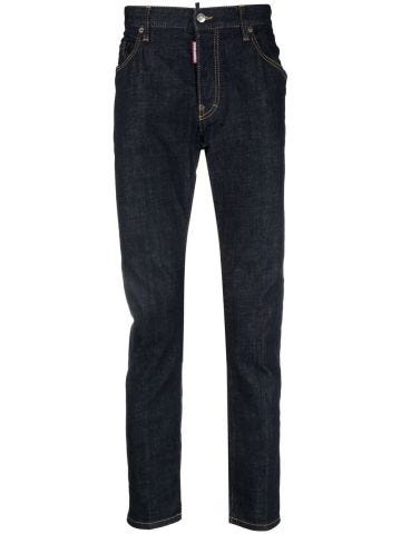 Slim-fit jeans with dark blue wash