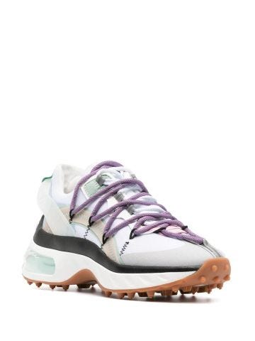 White Bubble trainers with inset design and purple laces