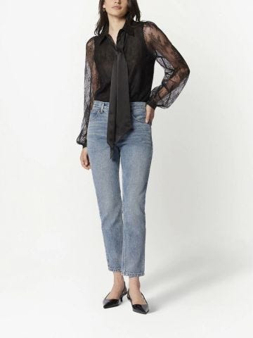 Black shirt with lace sleeves
