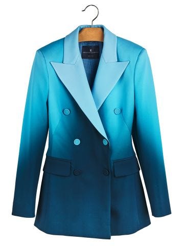Blue cady double breasted blazer
