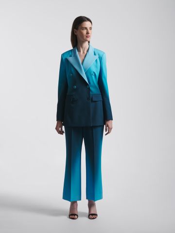 Blue cady double breasted blazer
