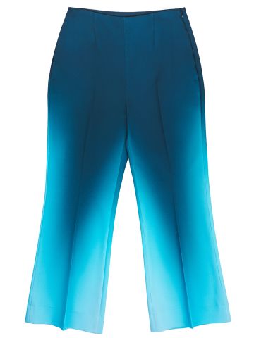 Pantaloni crop svasati blu con stampa sfumata
