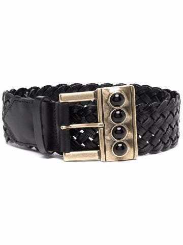 Black twisted belt with gold buckle