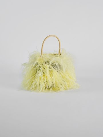Teewty bucket bag with yellow feathers