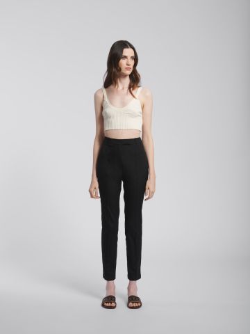 Black fitted pants in cotton poplin
