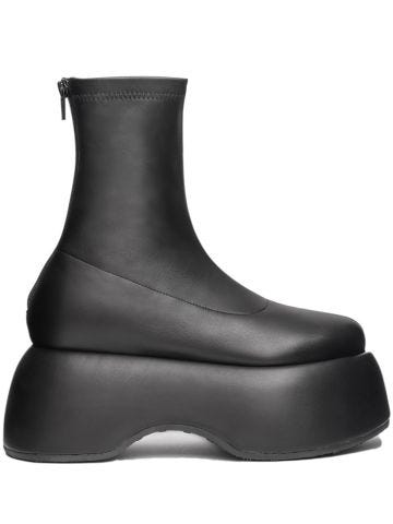 Black nappa leather platform boot